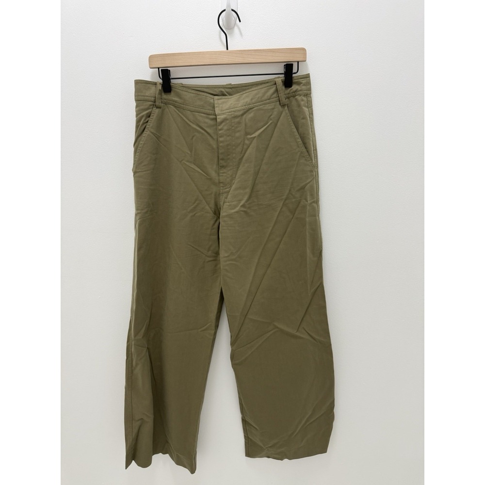 WAYF Olive Green‎ Wide Leg Pants Women's M High Rise Lyocell Cotton Trouser 31